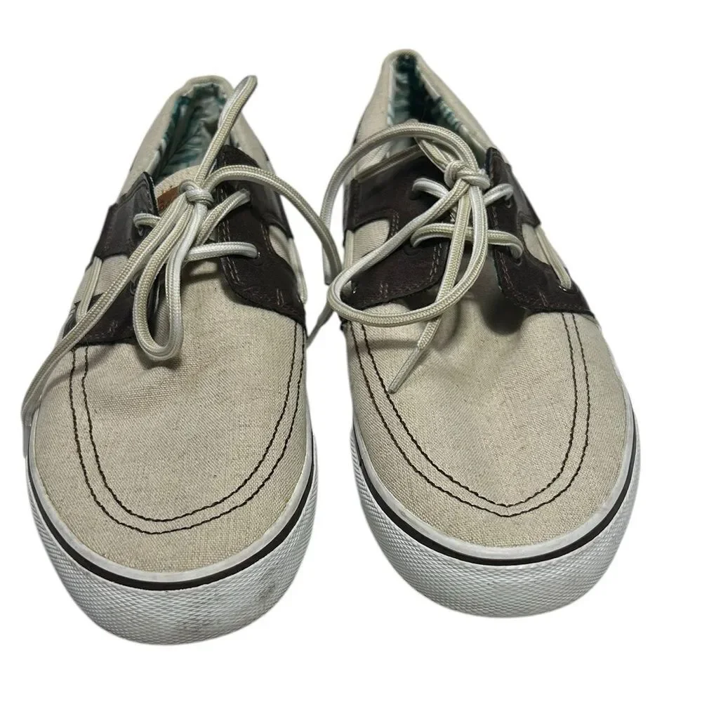 Tommy Bahama Leather and Canvas Boat Shoes Means Size 11